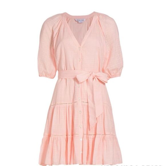 Veronica Beard Dewey Tiered Cotton Button-Up Dress Pink Haze NWT $398 - Picture 4 of 7